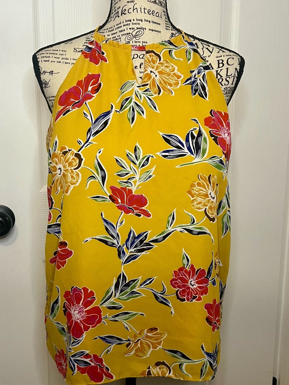 Yellow Floral Halter Camisole Top by